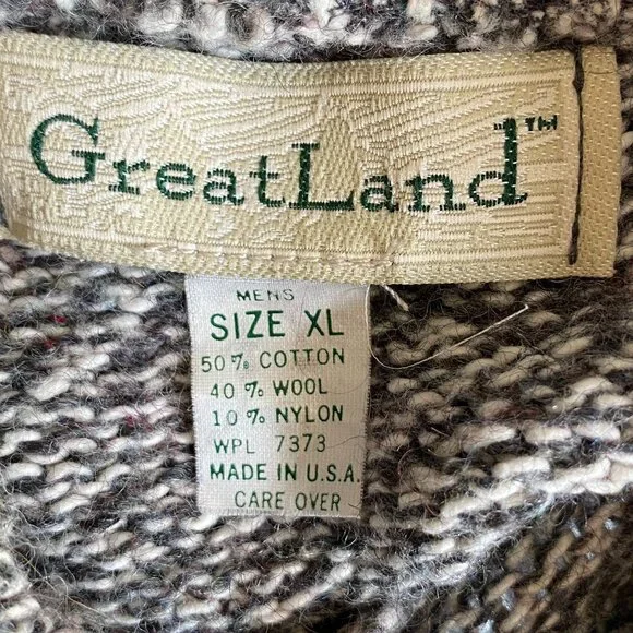 Vintage GreatLand Wool Henley Grandpa Sweater Aprés-Ski Coast Cabin Nautical-XL - Picture 9 of 10